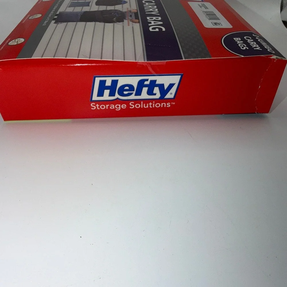 Hefty Jumbo 3 Pack Storage Carry Bags Clear Stand to Pack Home Organization NEW